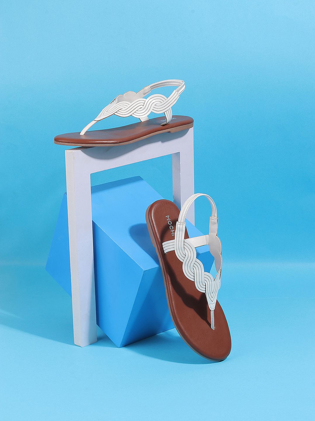 Mochi Striped T-Strap Flats