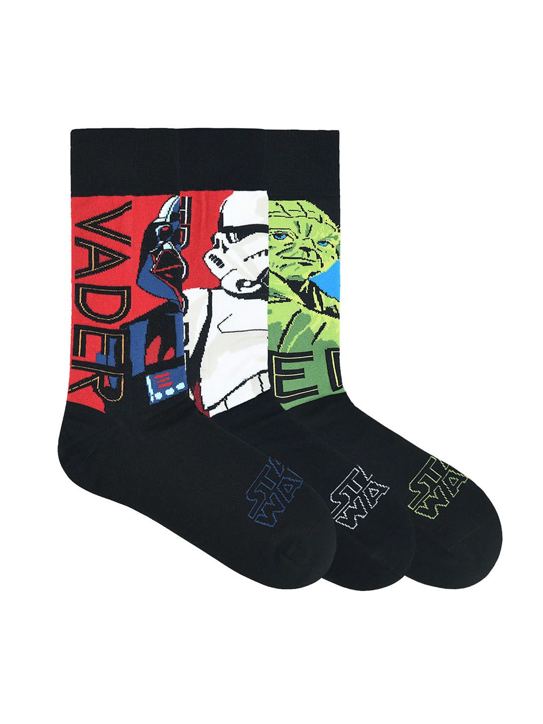 Balenzia Men Pack Of 3 Assorted Star Wars Calf-Length Socks