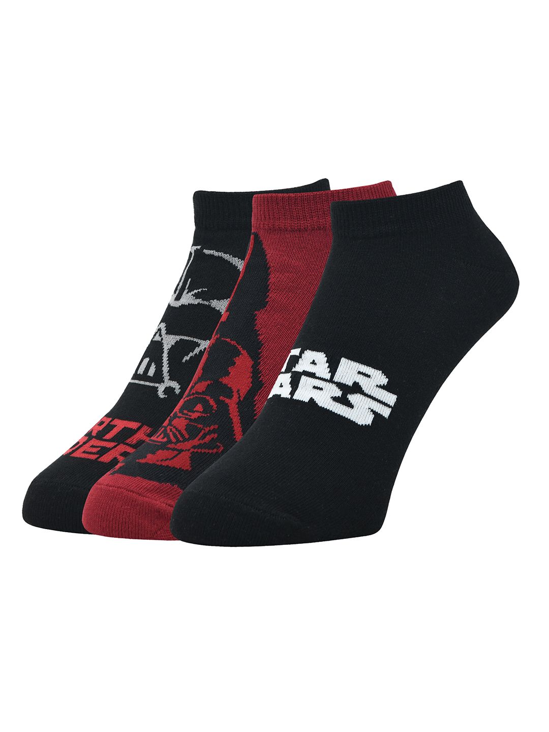 Balenzia Men Pack Of 3 Assorted Star Wars Ankle Length Cotton Socks