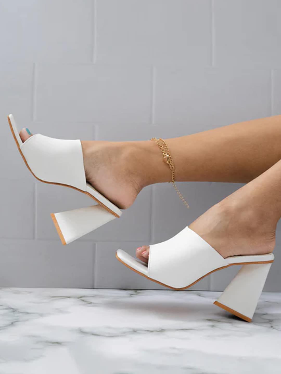 Shoetopia Open Toe Triangle Block Heels