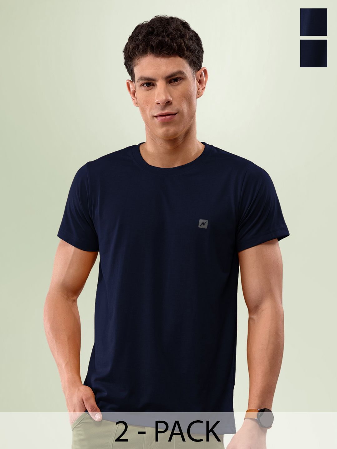 LUX NITRO Pack Of 2 Round Neck Anti Odour Regular Fit T-Shirts
