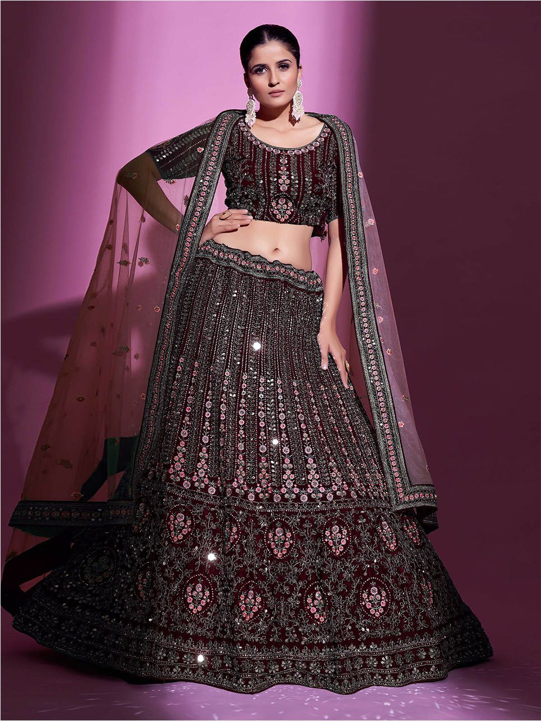 ODETTE Embroidered Semi-Stitched Lehenga & Unstitched Blouse With Dupatta Price in India
