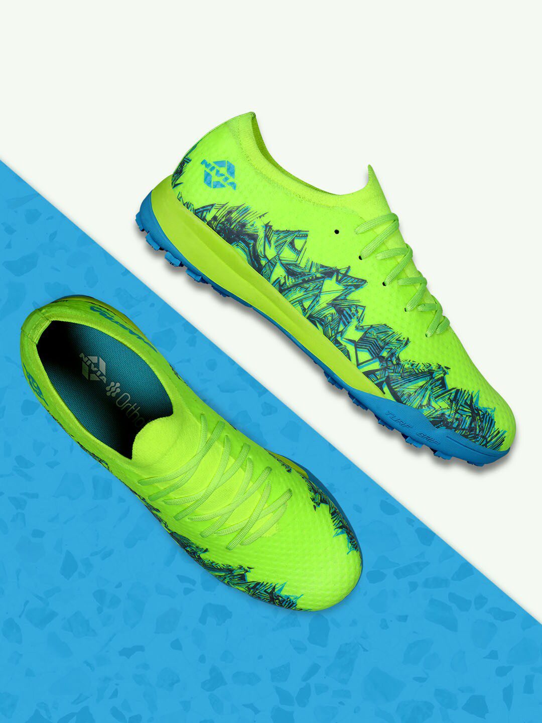 NIVIA Shastra Turf Shoes with Nylon Knitted Upper and Phylon Rubber Sole for Turf Ground