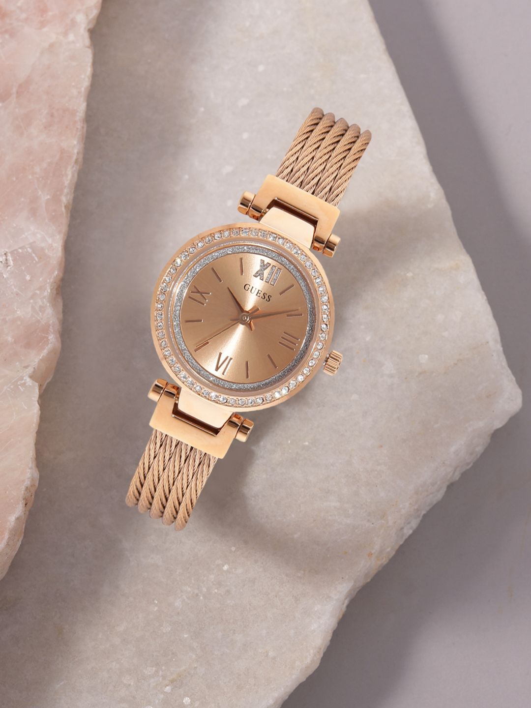 GUESS Women Rose Gold-Toned Analogue Watch Price in India