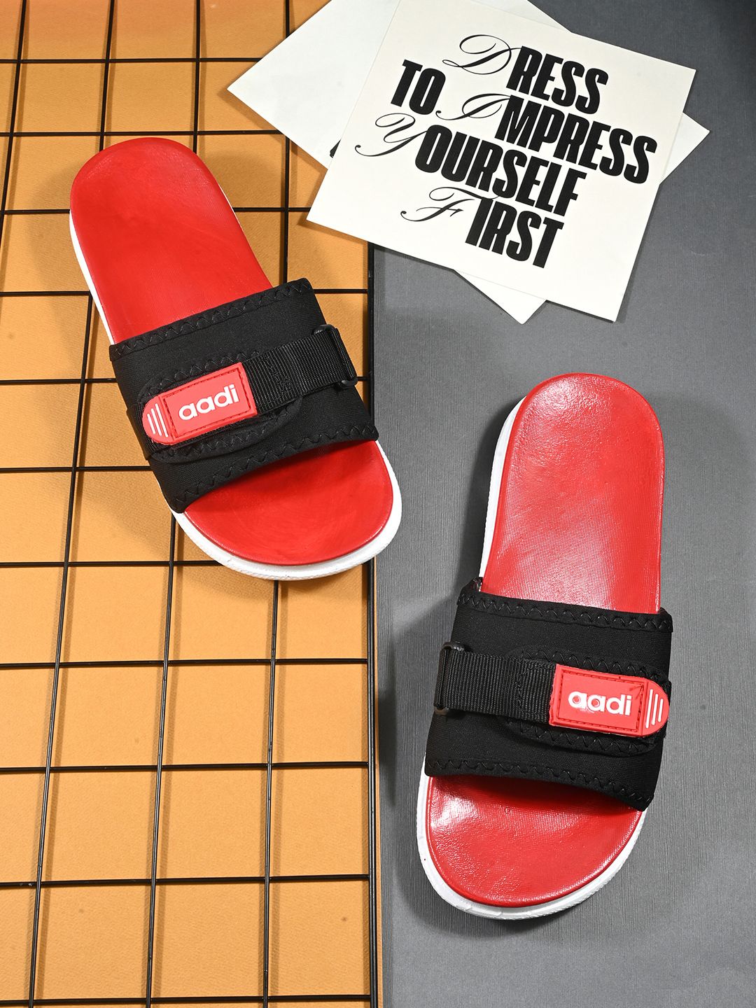 aadi Men Printed Slider Flip Flops
