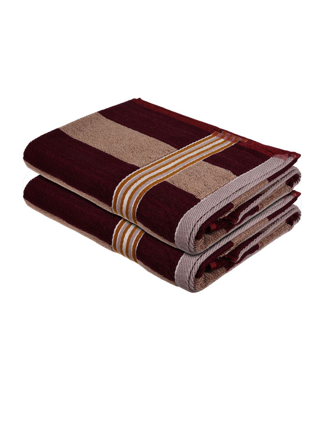 Kuber Industries Maroon & Beige 2 Pieces Quick Dry Bath Towel
