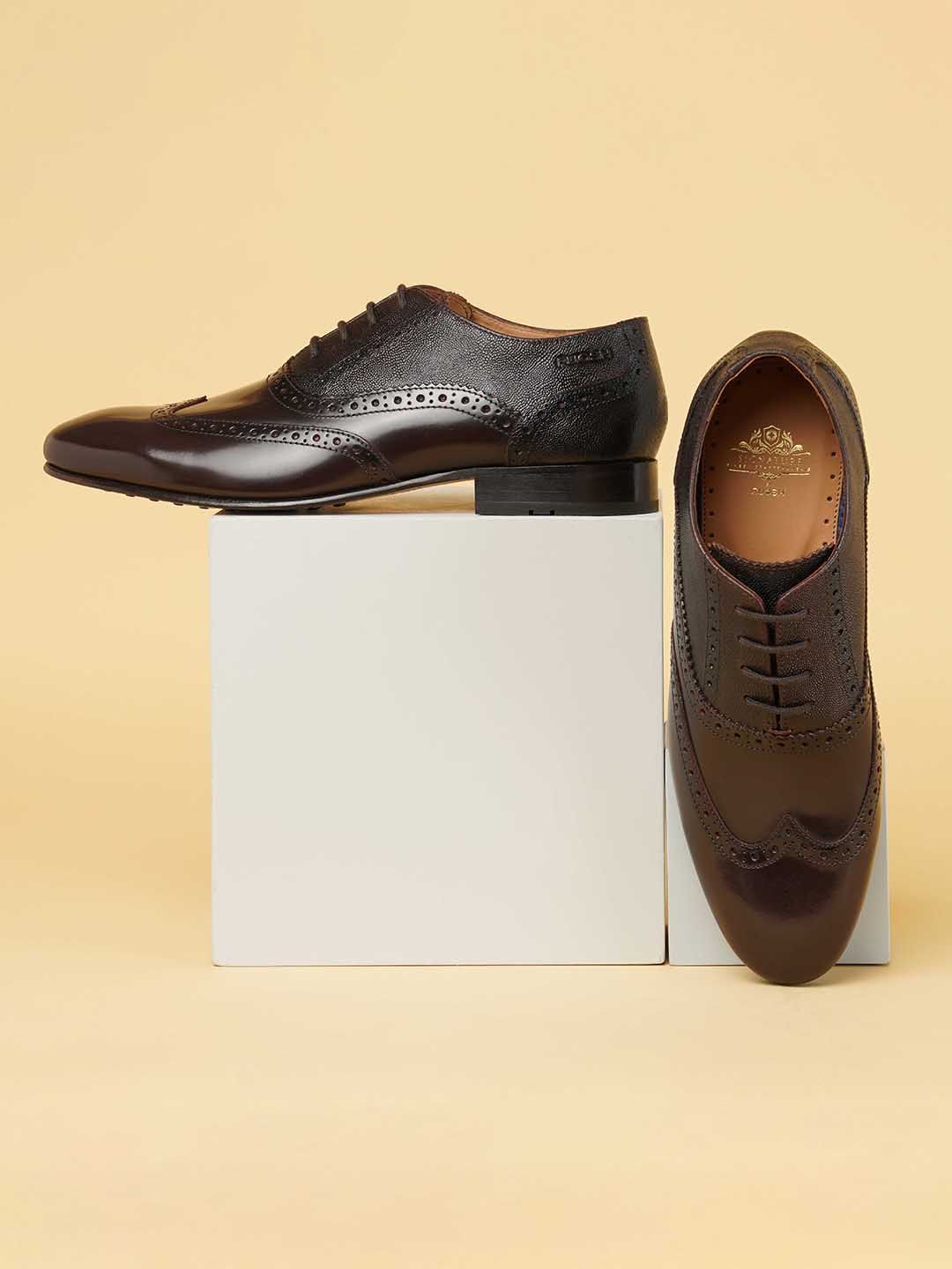 Ruosh Ruosh Men Textured Formal Brogues