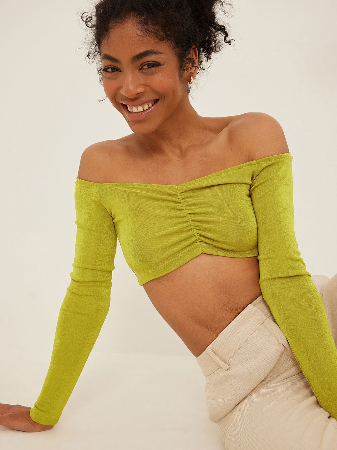 NA-KD Knitted Off-Shoulder Crop Top Price in India