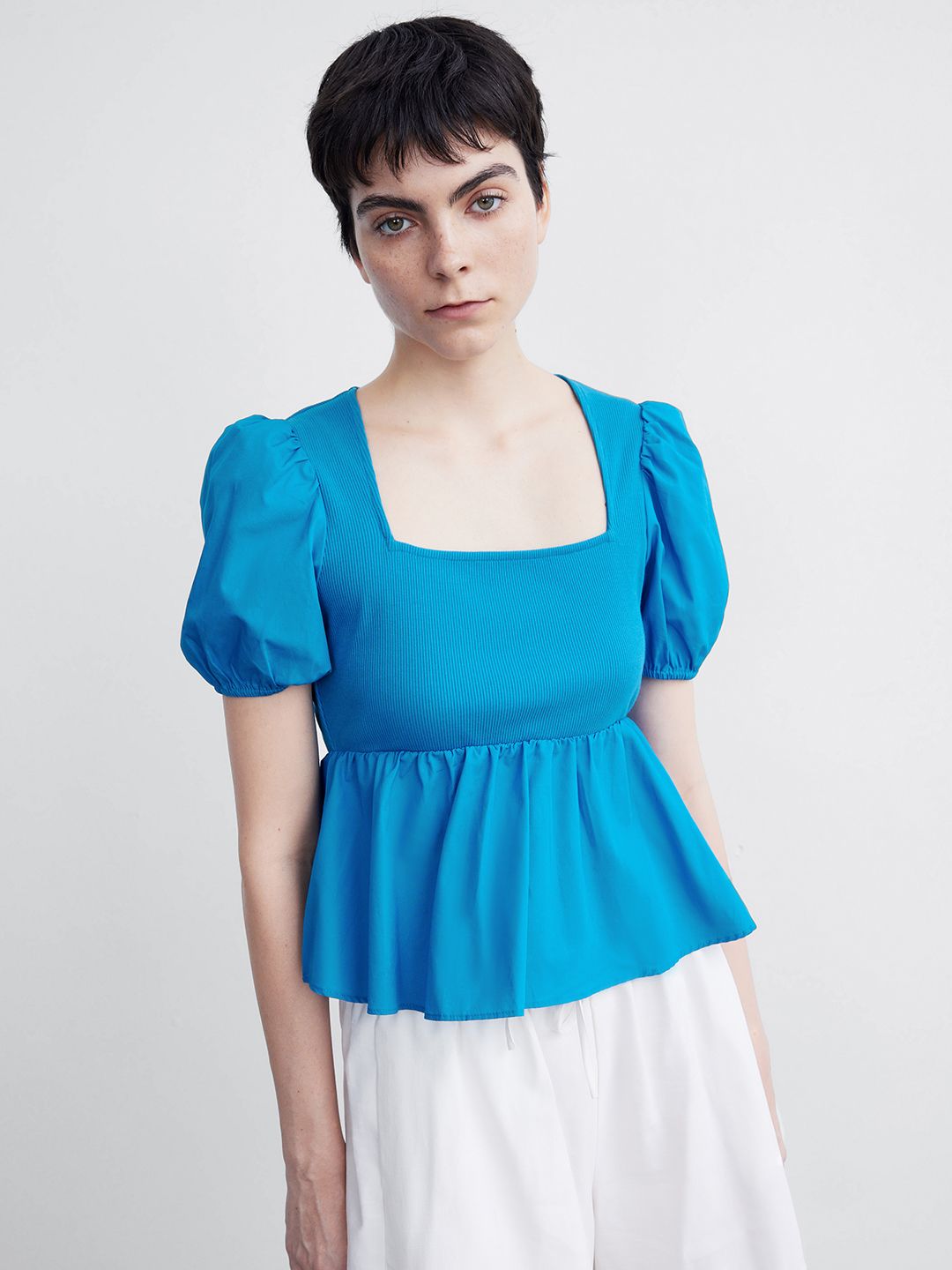 Urban Revivo Puff Sleeve Peplum Top Price in India