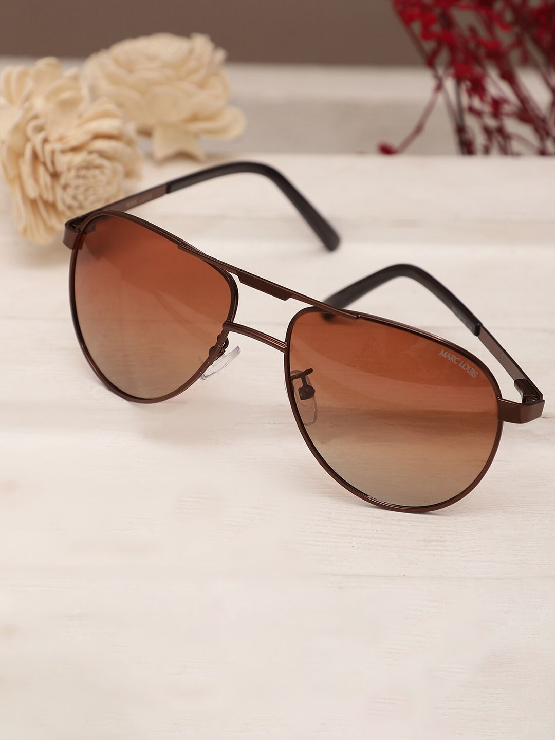 MARC LOUIS Full Rim Aviator Sunglasses with UV Protected Lens- ML 1618 BROWN SG