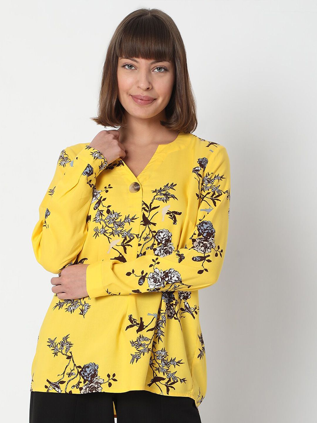 Vero Moda V Neck Cuffed Sleeves Floral Printed V Neck Top Price in India