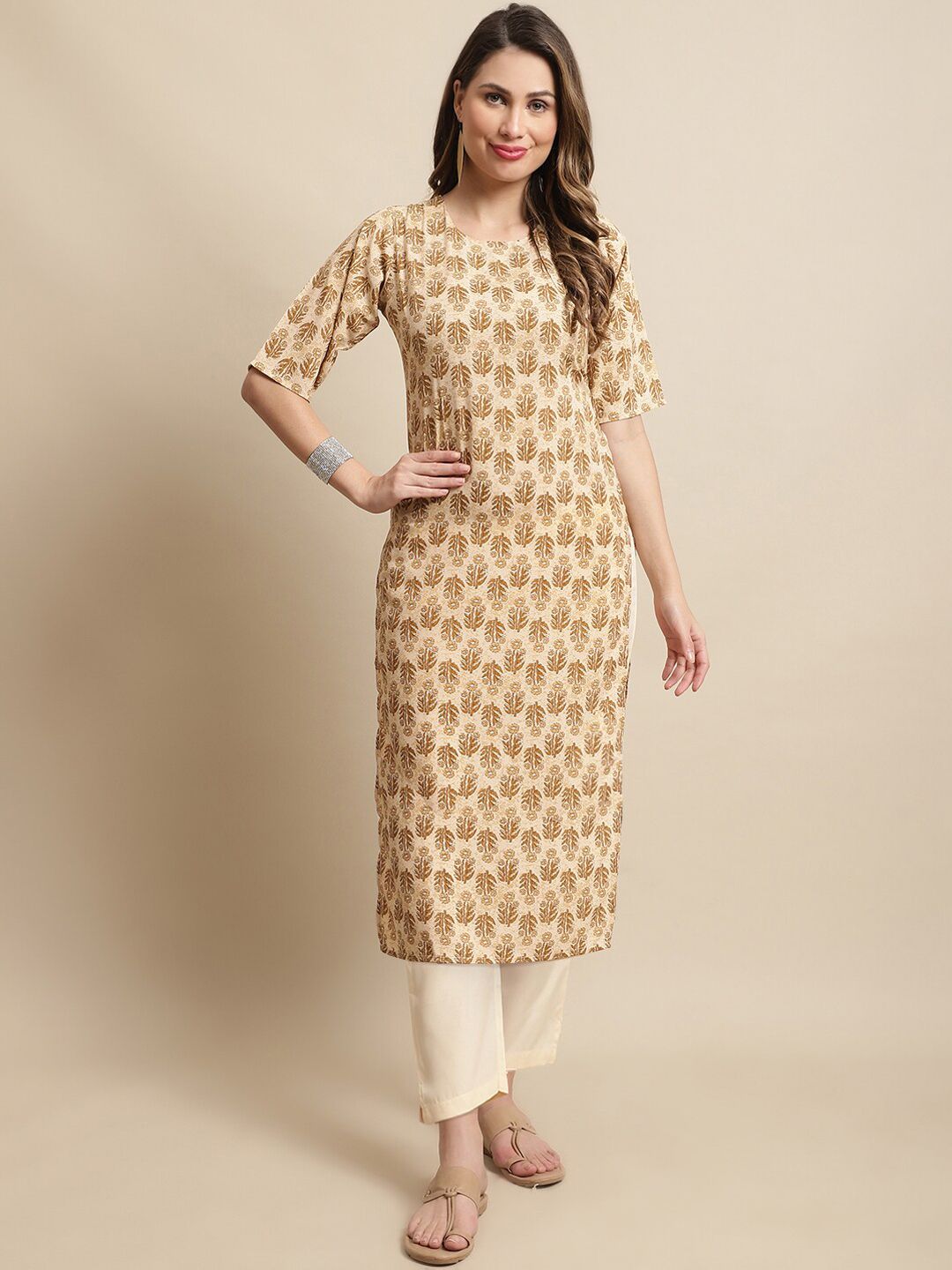 KALINI Floral Printed Straight Kurta Price in India