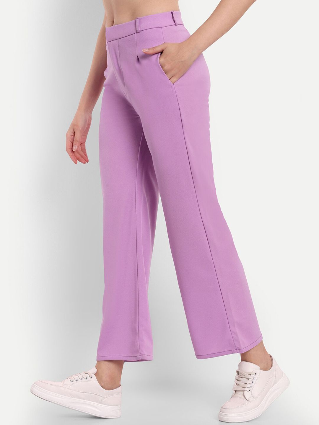 Next One Women Straight Fit High-Rise Easy Wash Parallel Trousers Price in India