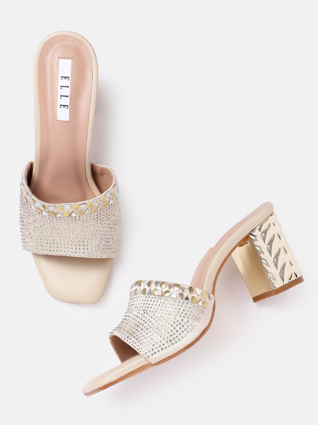 ELLE Women Stones Embellished Party Block Heels