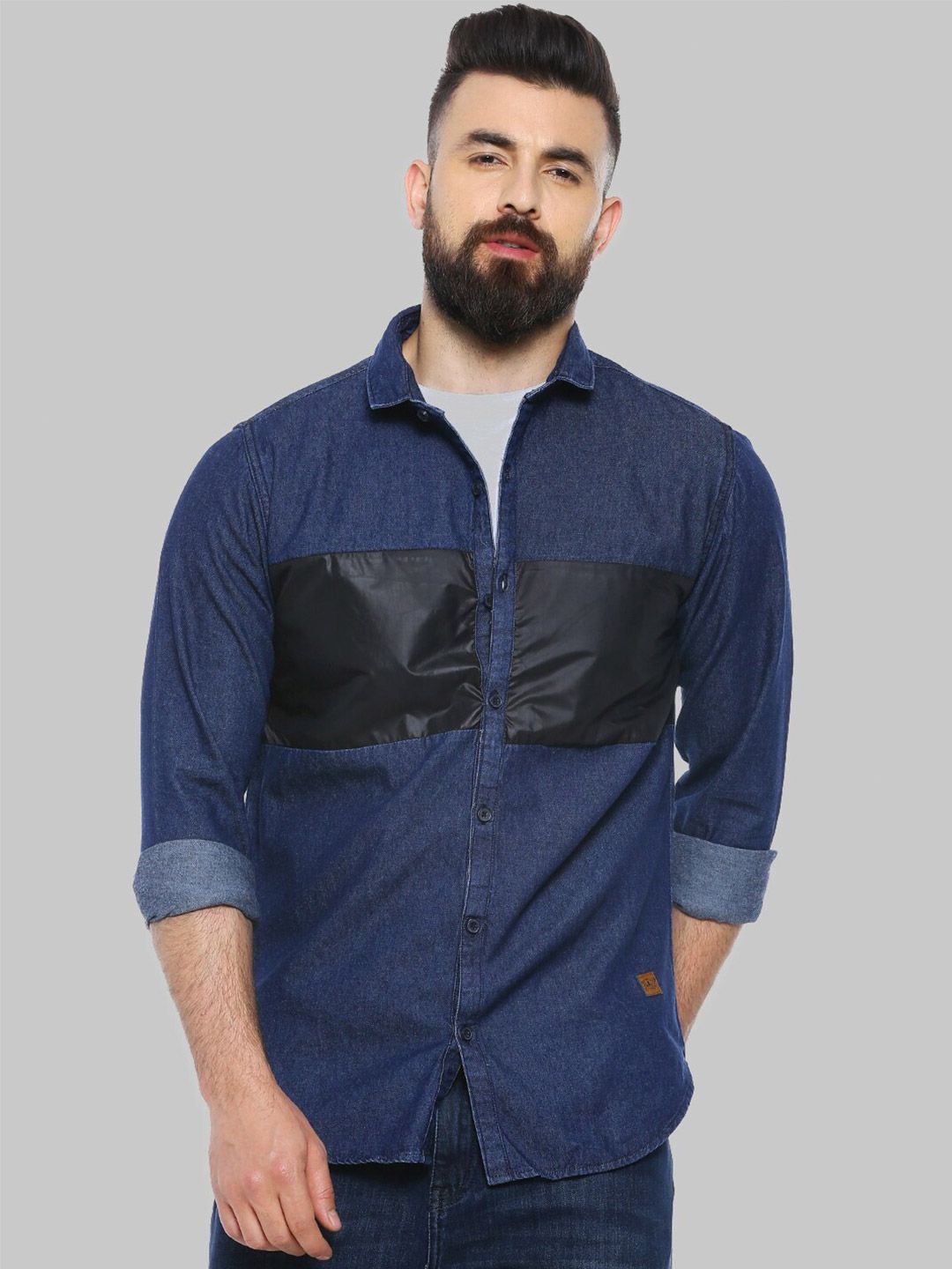 CAHOOT Blue & Black Striped Classic Fit Cotton Casual Shirt
