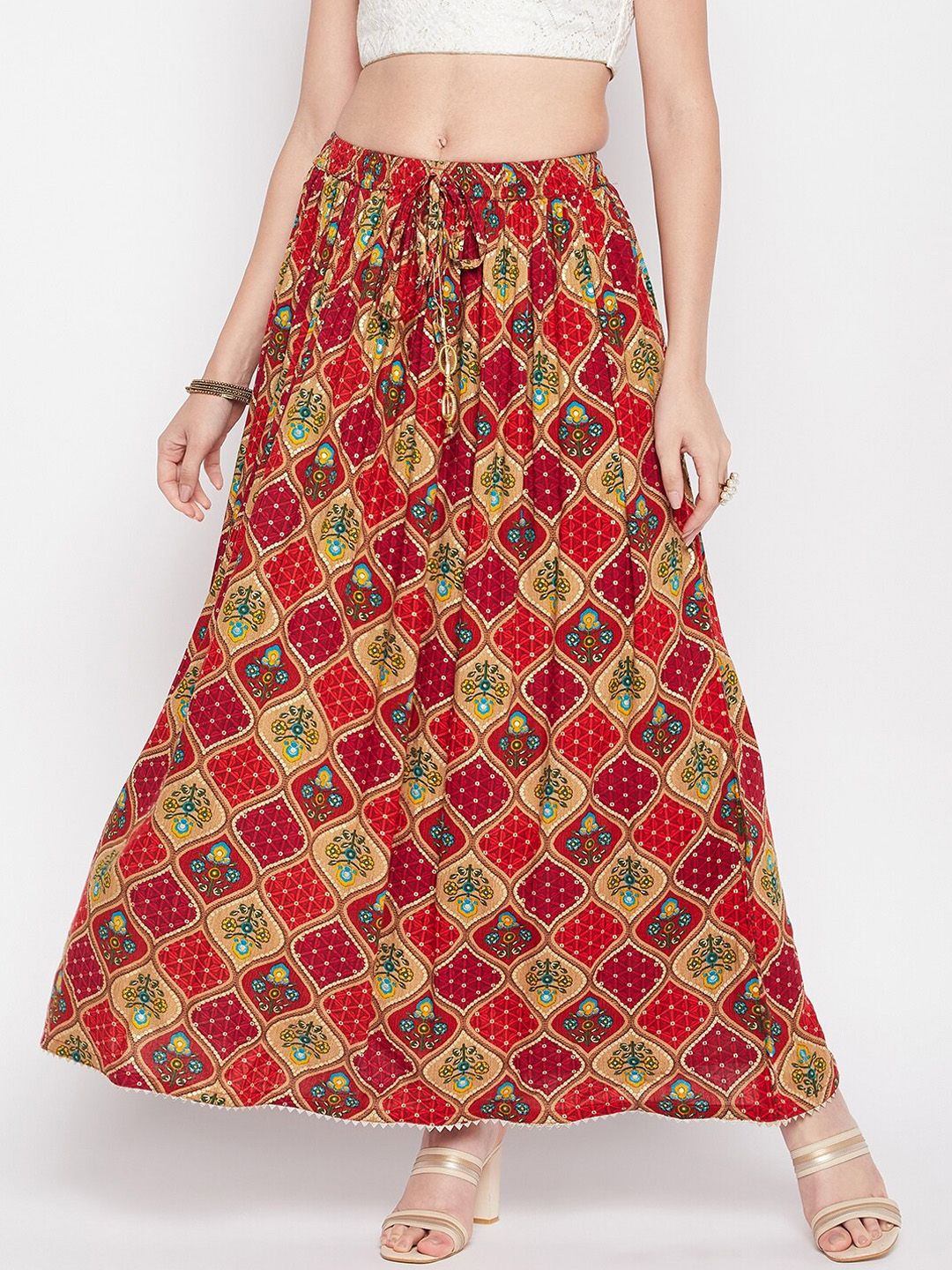Clora Creation Printed Flared Maxi Skirts Price in India