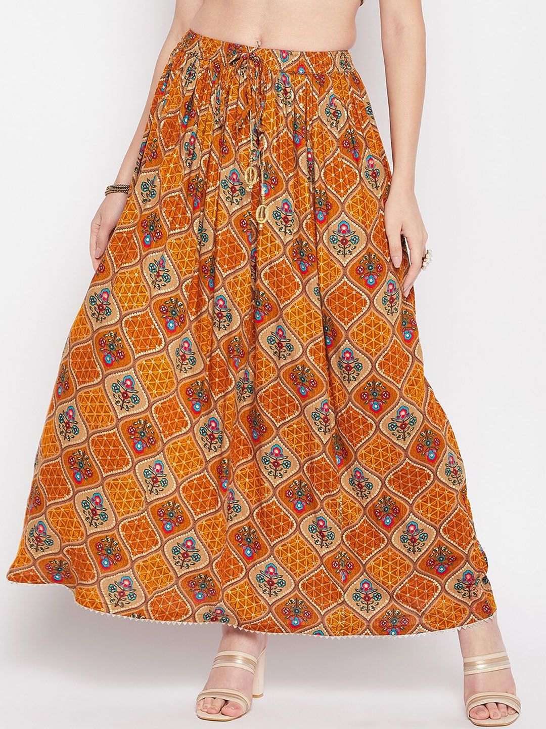 Clora Ethnic Motif Foil Printed Maxi Skirt Price in India
