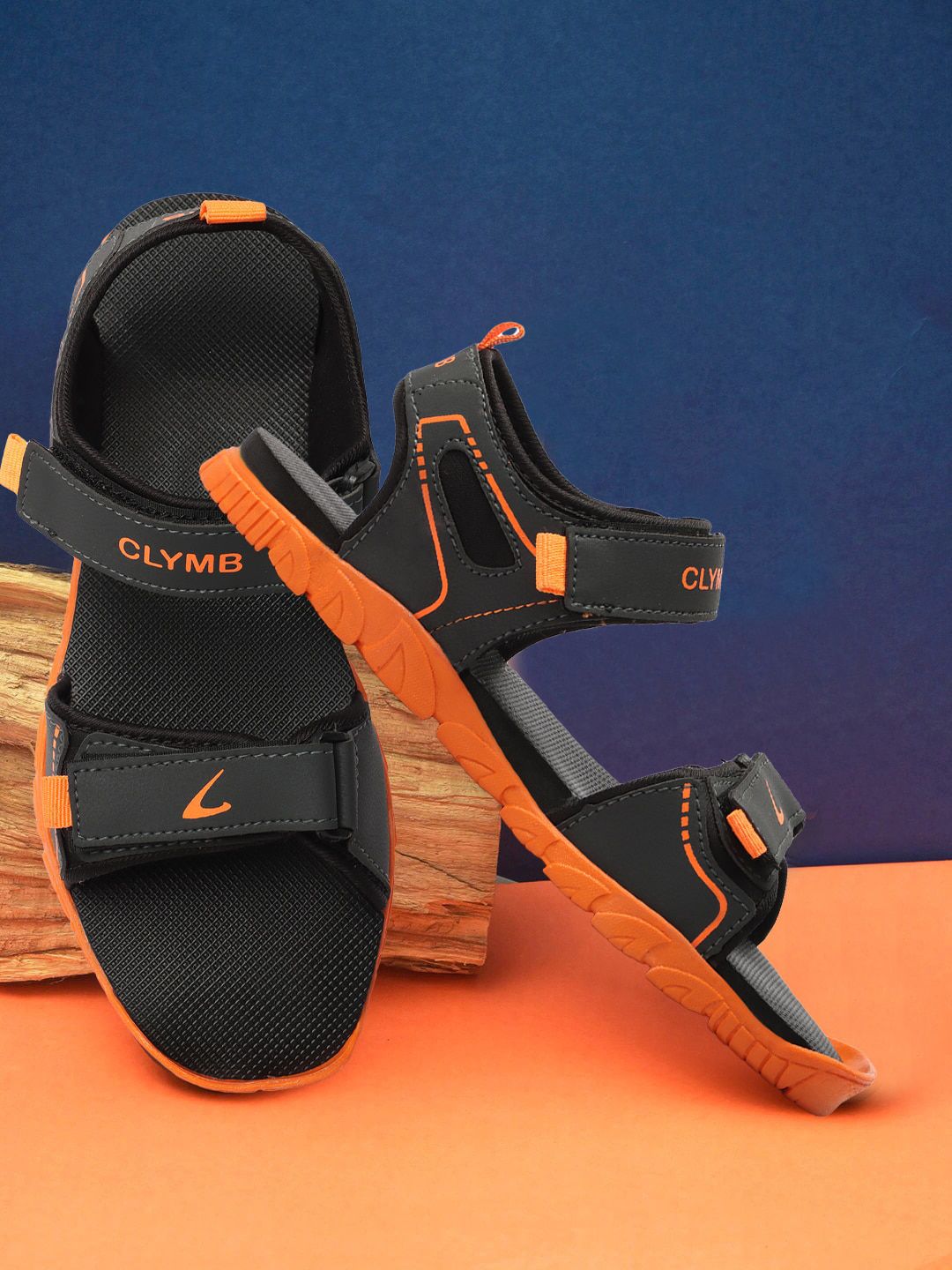 CLYMB Men Spa-13 Brand Logo Printed Comfort Fit Velcro Closure Sports Sandals
