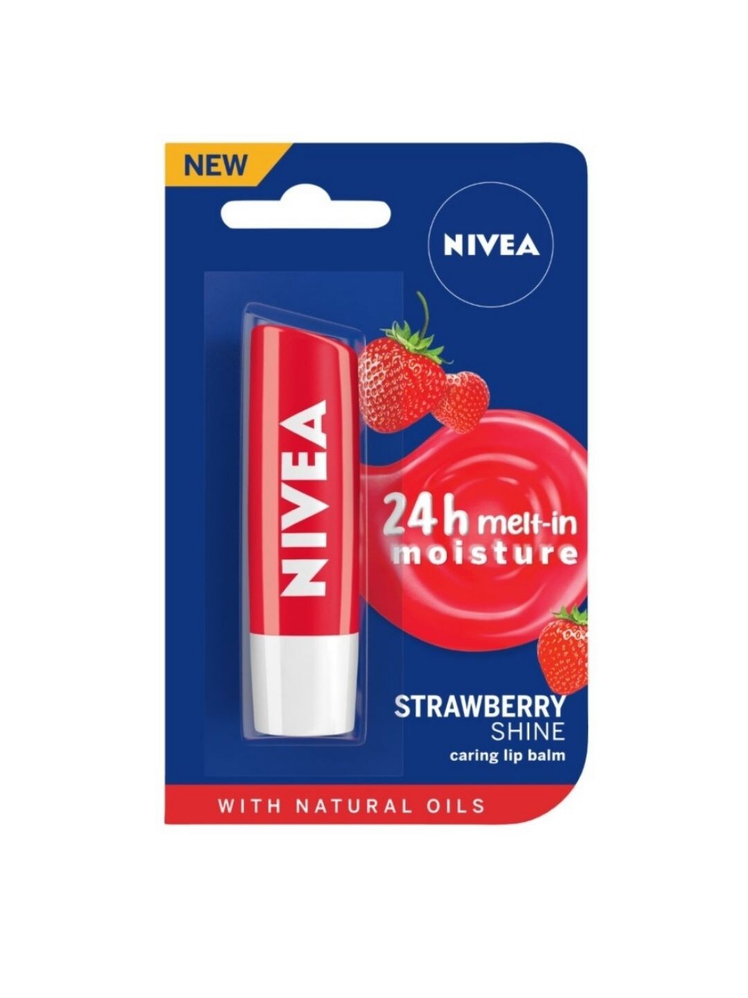 Nivea Women Strawberry Shine 24h Moisture Lip Balm with Natural Oils, Reddish Shine 4.8 g Price in India