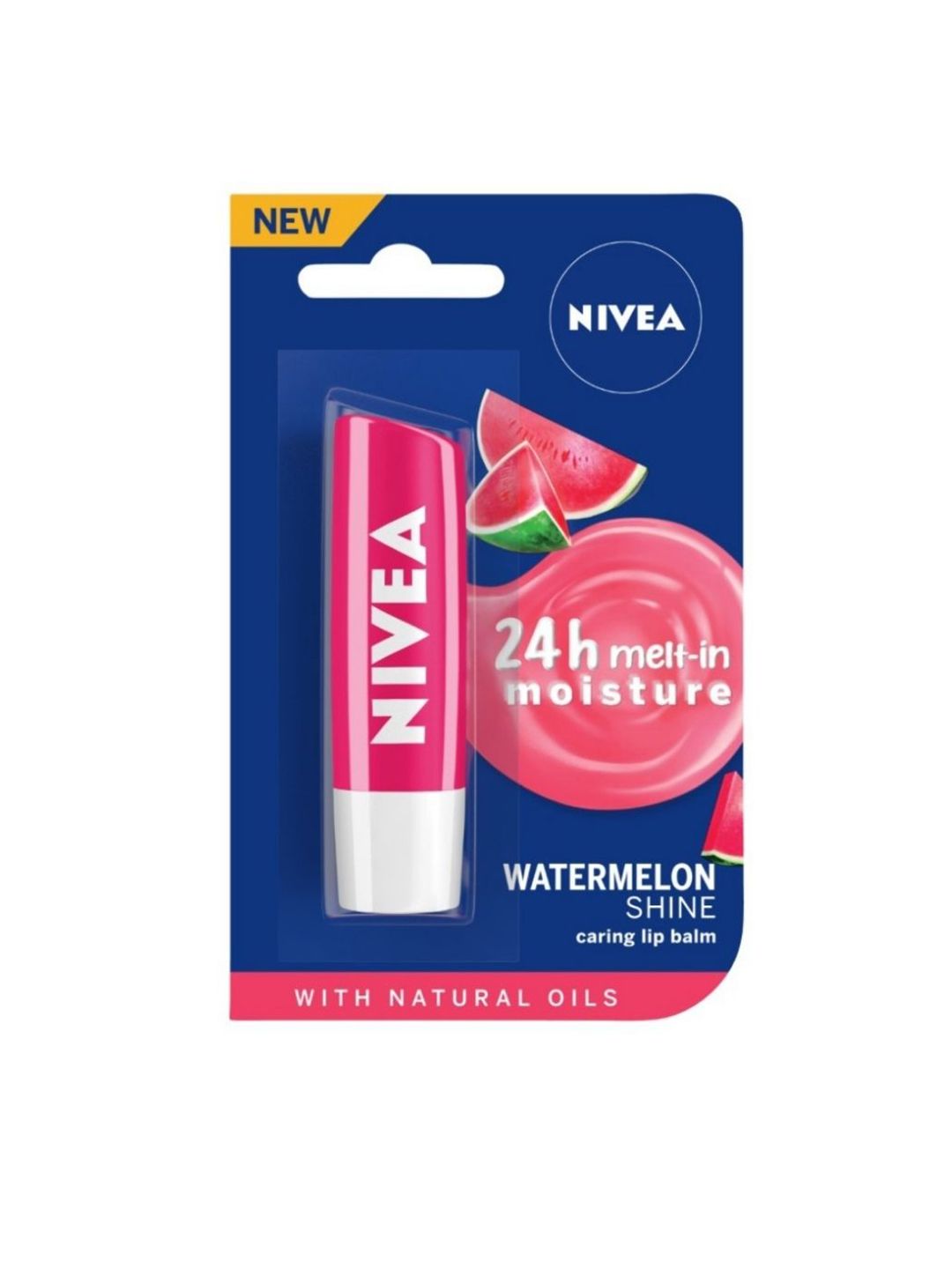 Nivea Caring Lip Balm - Watermelon Shine 24h Moisture with Natural Oils, Pink Shine 4.8 g Price in India