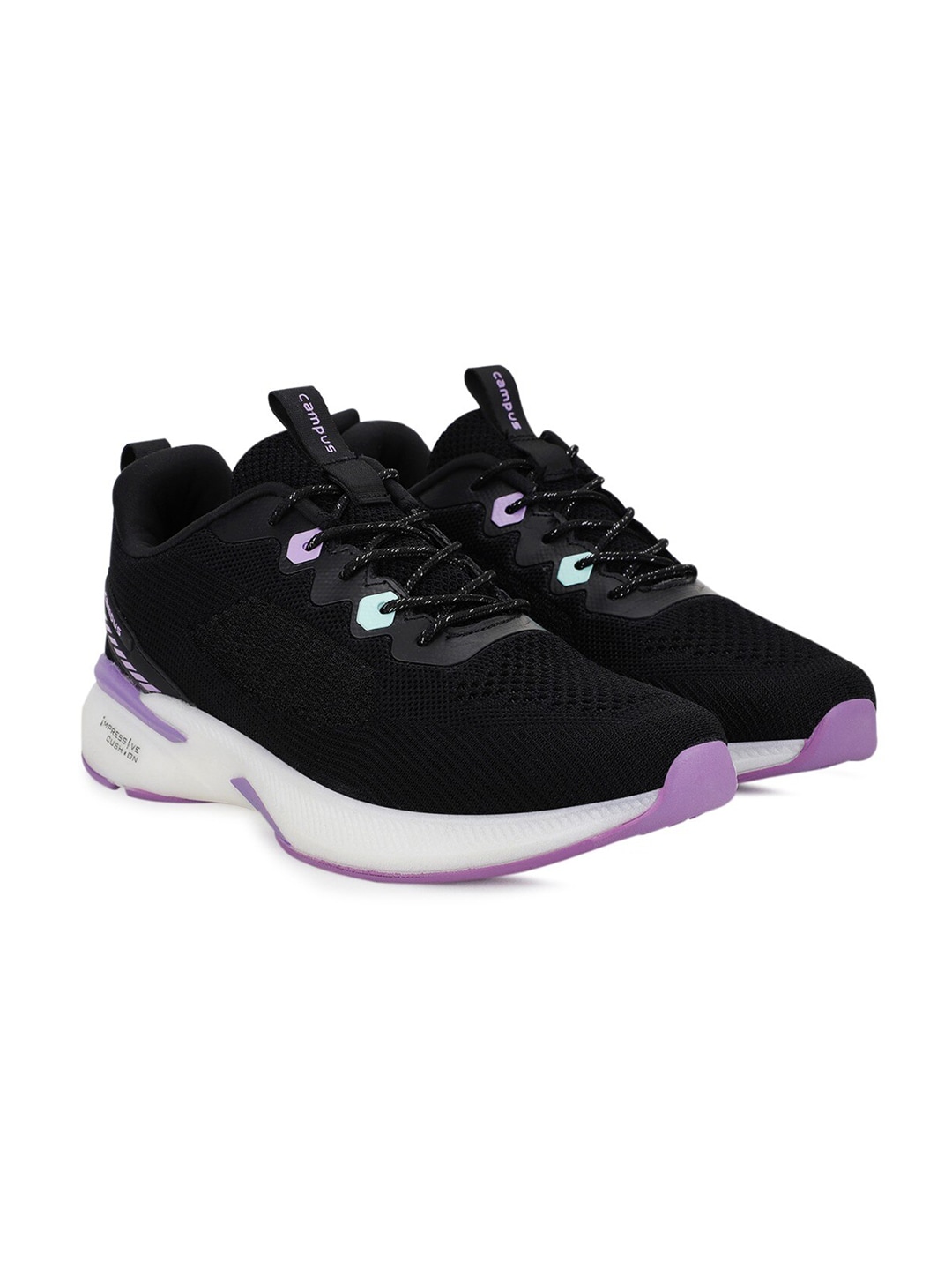Campus Women Black Textile Running Non-Marking Shoes Price in India