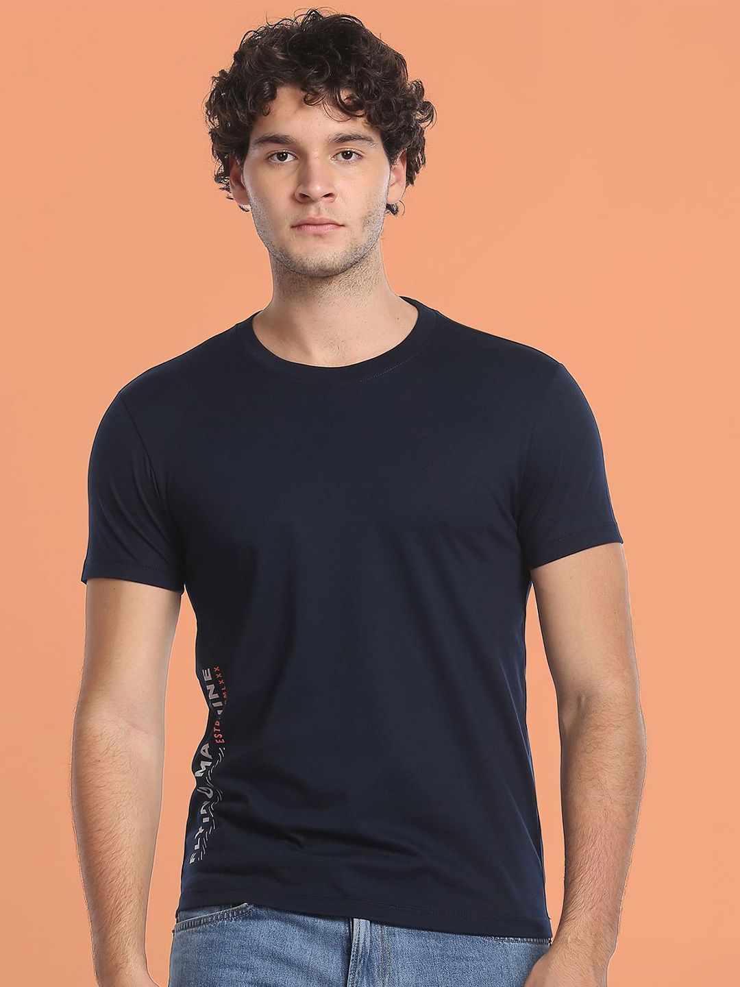 Flying Machine Slim Fit Typography Printed Casual Cotton T-shirt