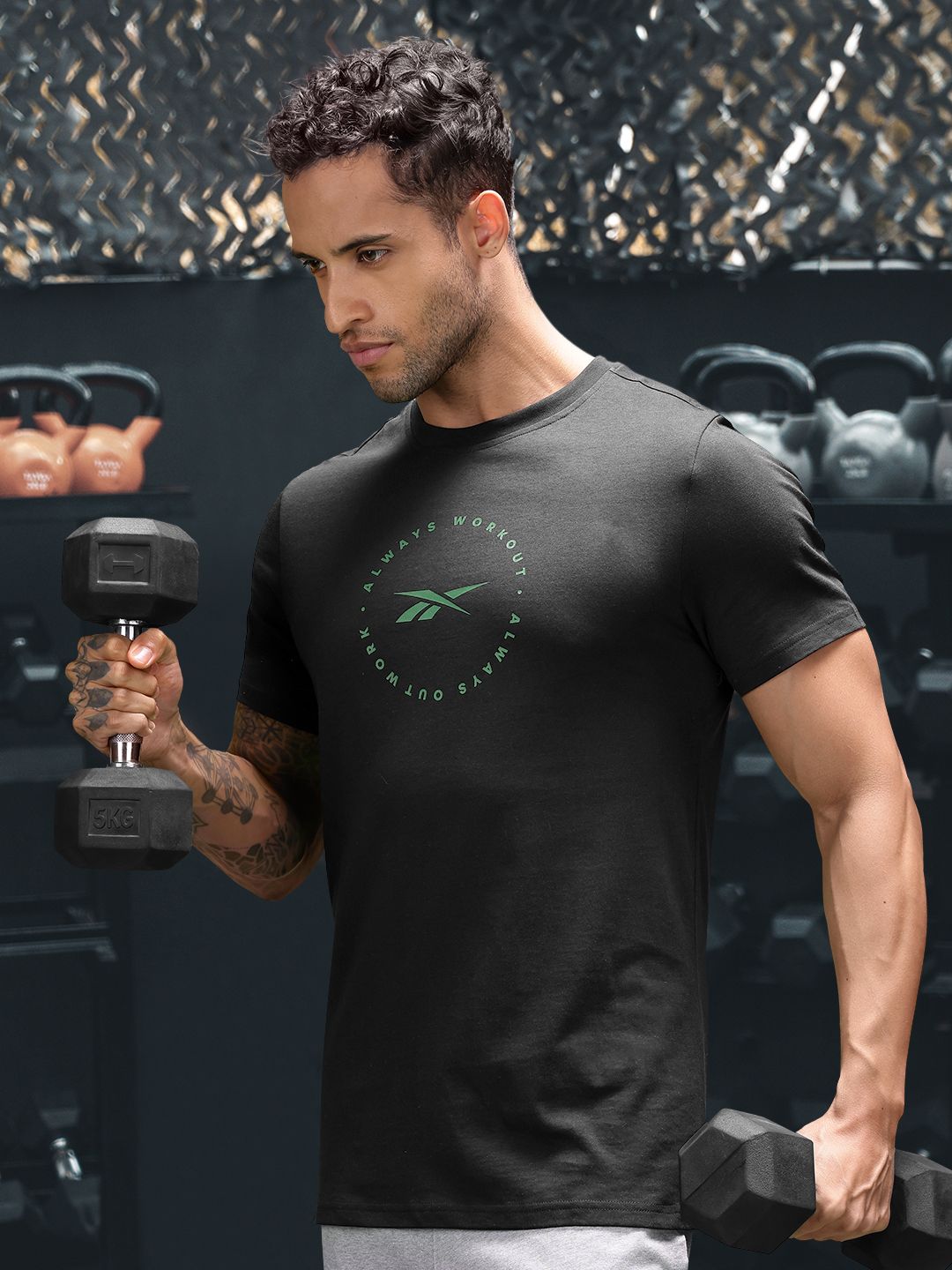 Reebok Men Prime Graphic Printed Pure Cotton T-Shirt