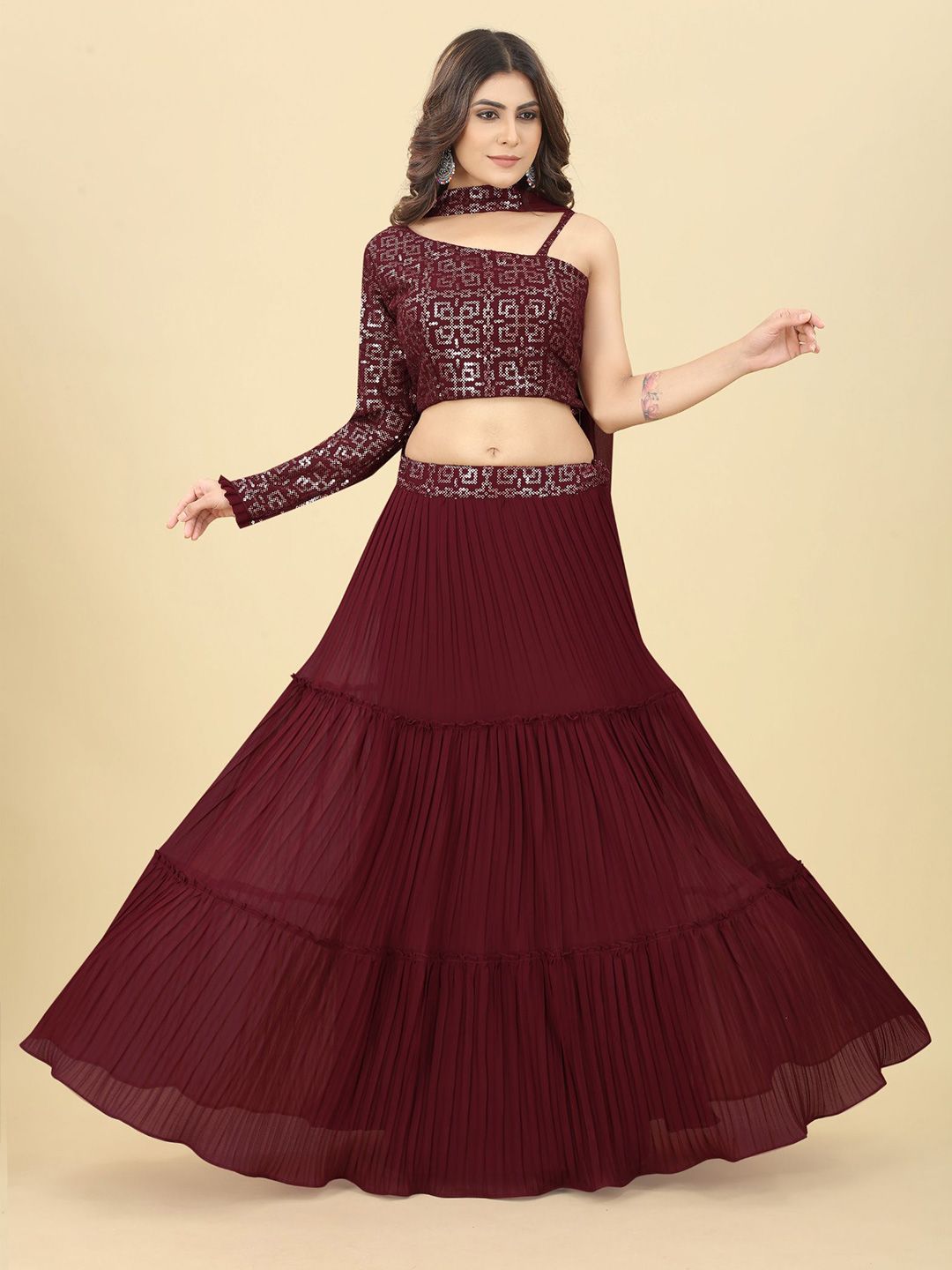 KALINI Embroidered Sequinned Ready to Wear Lehenga & Blouse With Dupatta Price in India