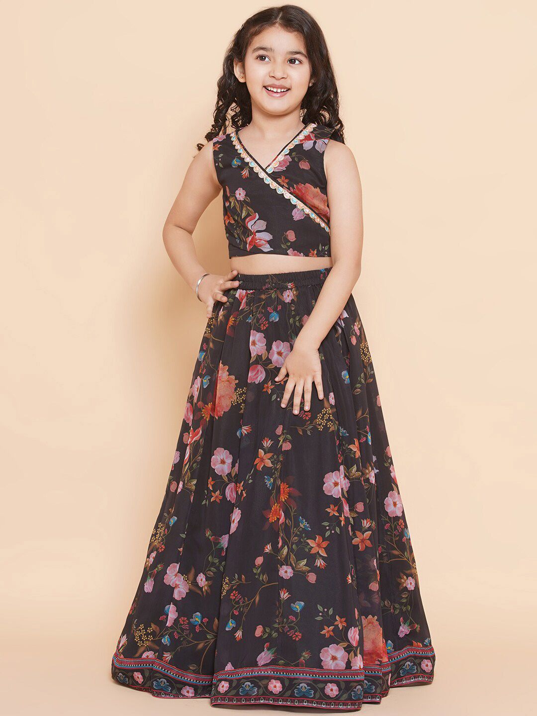 Bitiya by Bhama Girls Printed Ready to Wear Lehenga Set Price in India