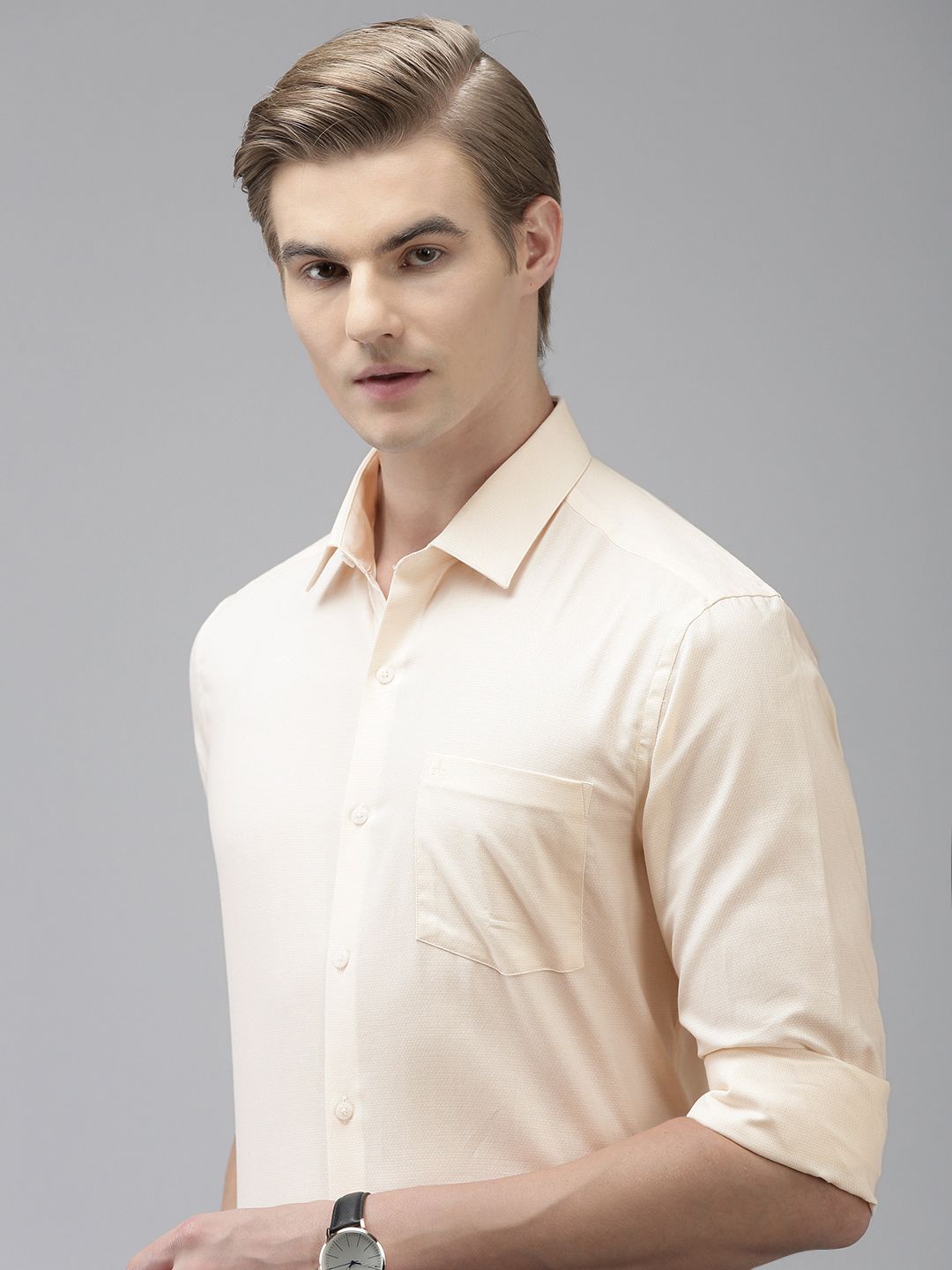 Arrow Arrow Pure Cotton Self Design Textured Original Slim Fit Formal Shirt