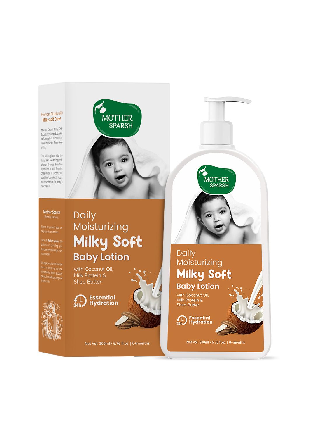 Mother Sparsh Kids Milky Soft Baby Lotion With Milk Protein & Coconut Oil 200ml