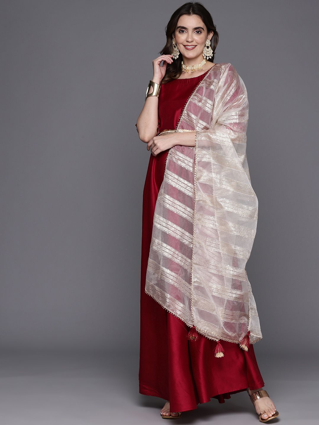 Indo Era Liva A-Line Belted Maxi Dress Price in India