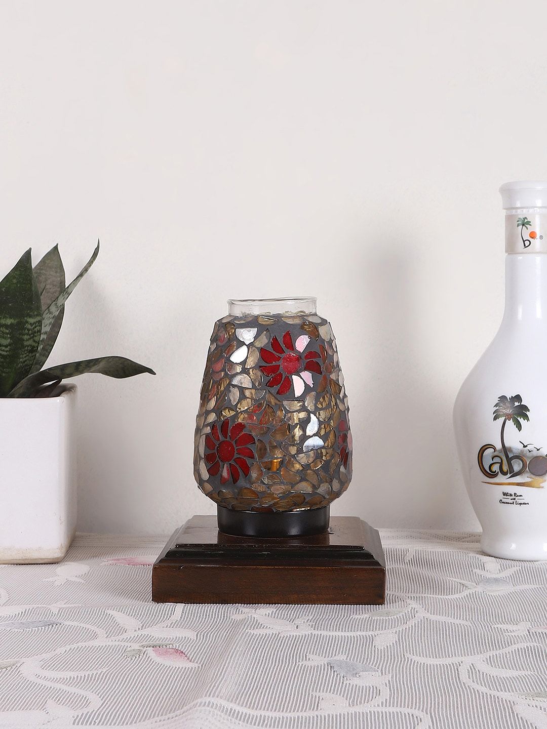 Devansh Warm Yellow Glass Abstract Shaped Textured High Quality Electrical Table Lamps