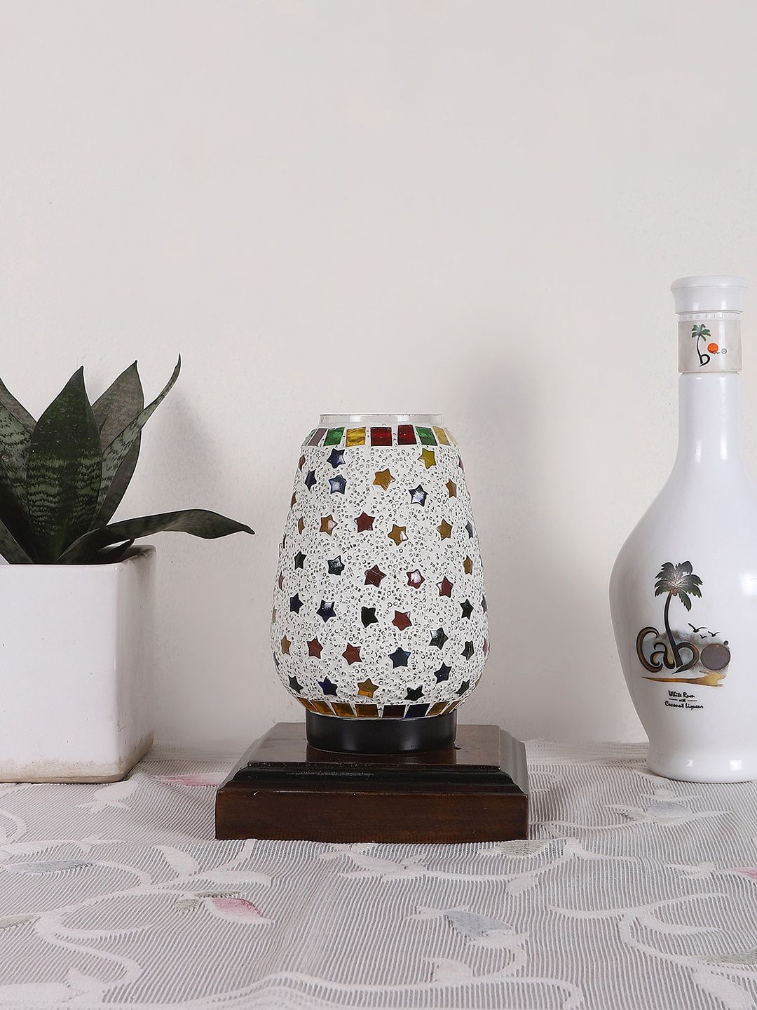 Devansh Mosaic Warm Yellow Glass Abstract Shaped Solid High Quality Electrical Table Lamps