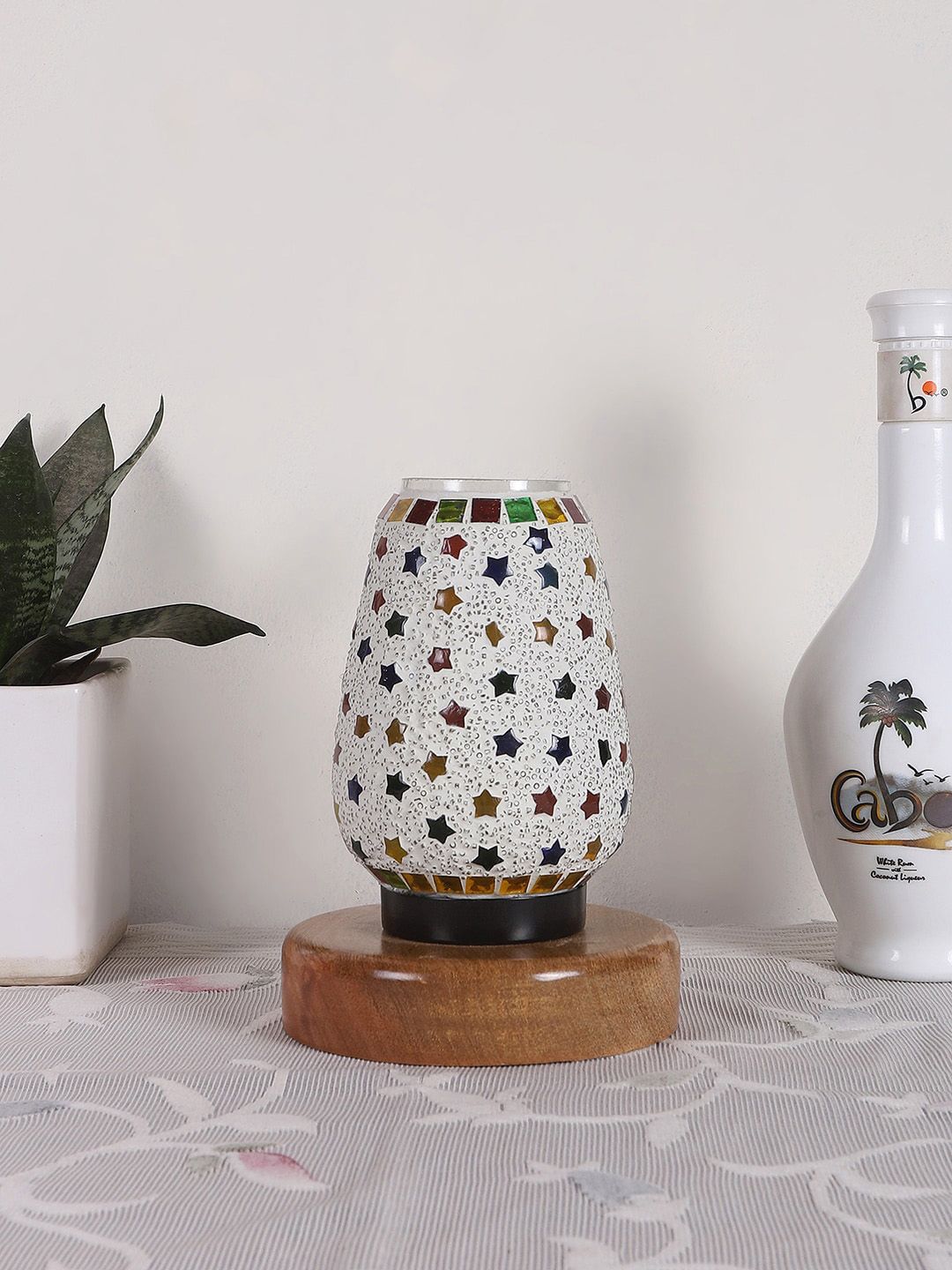 Devansh Mosaic Warm Yellow Glass Abstract Shaped Solid High Quality Electrical Table Lamps