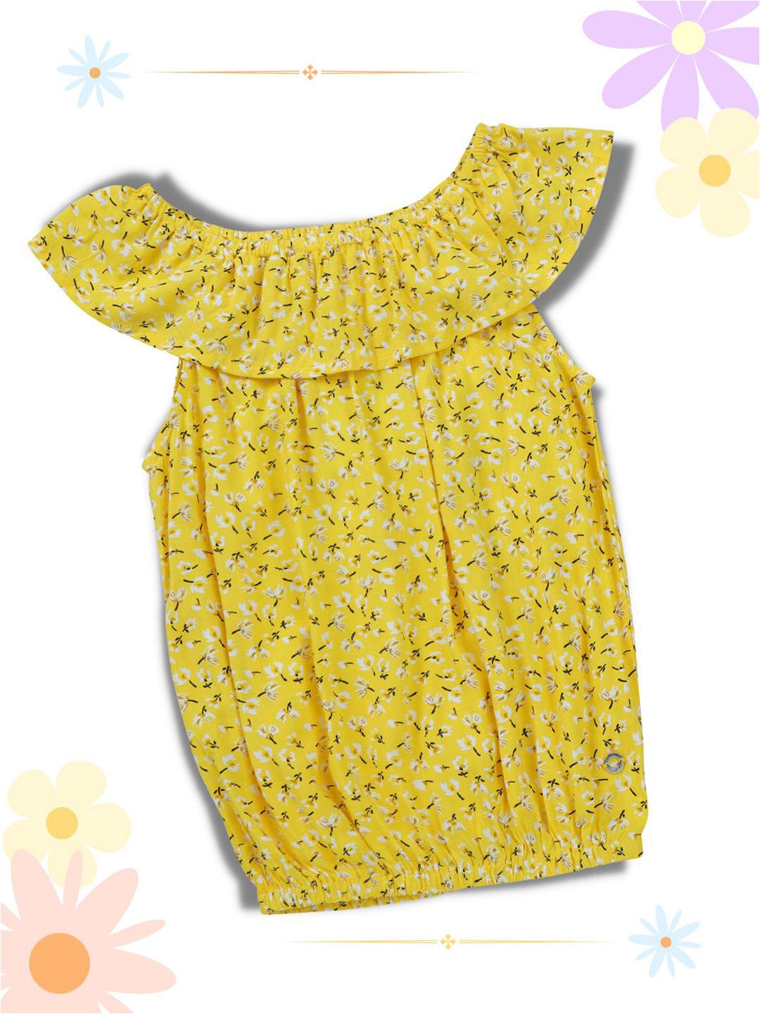 Gini and Jony Girls Floral Printed Cotton Blouson Top