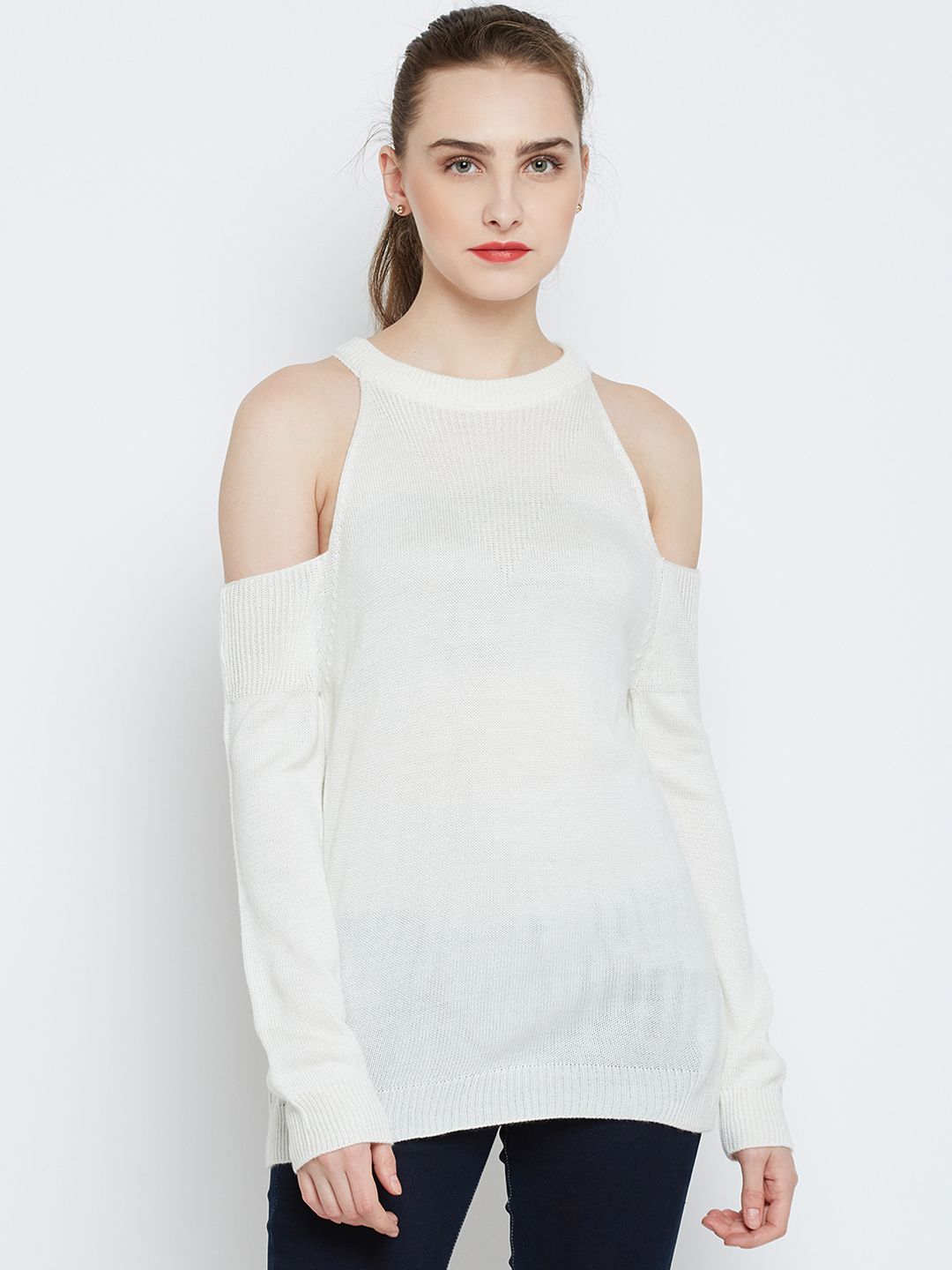 Marie Claire Women White Solid Pullover Price in India