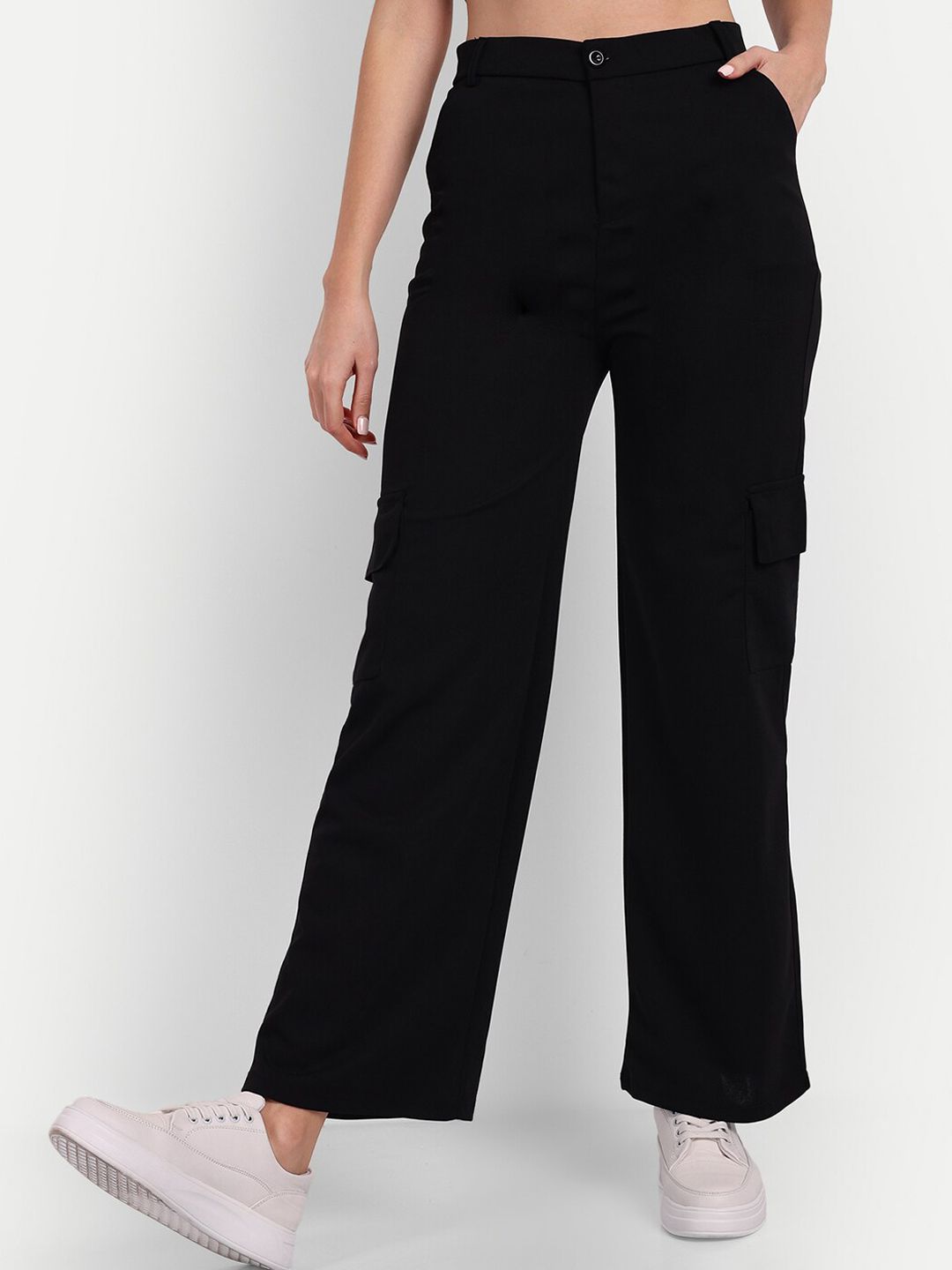 Next One Women Relaxed Loose Fit High-Rise Easy Wash Cargo Trousers Price in India