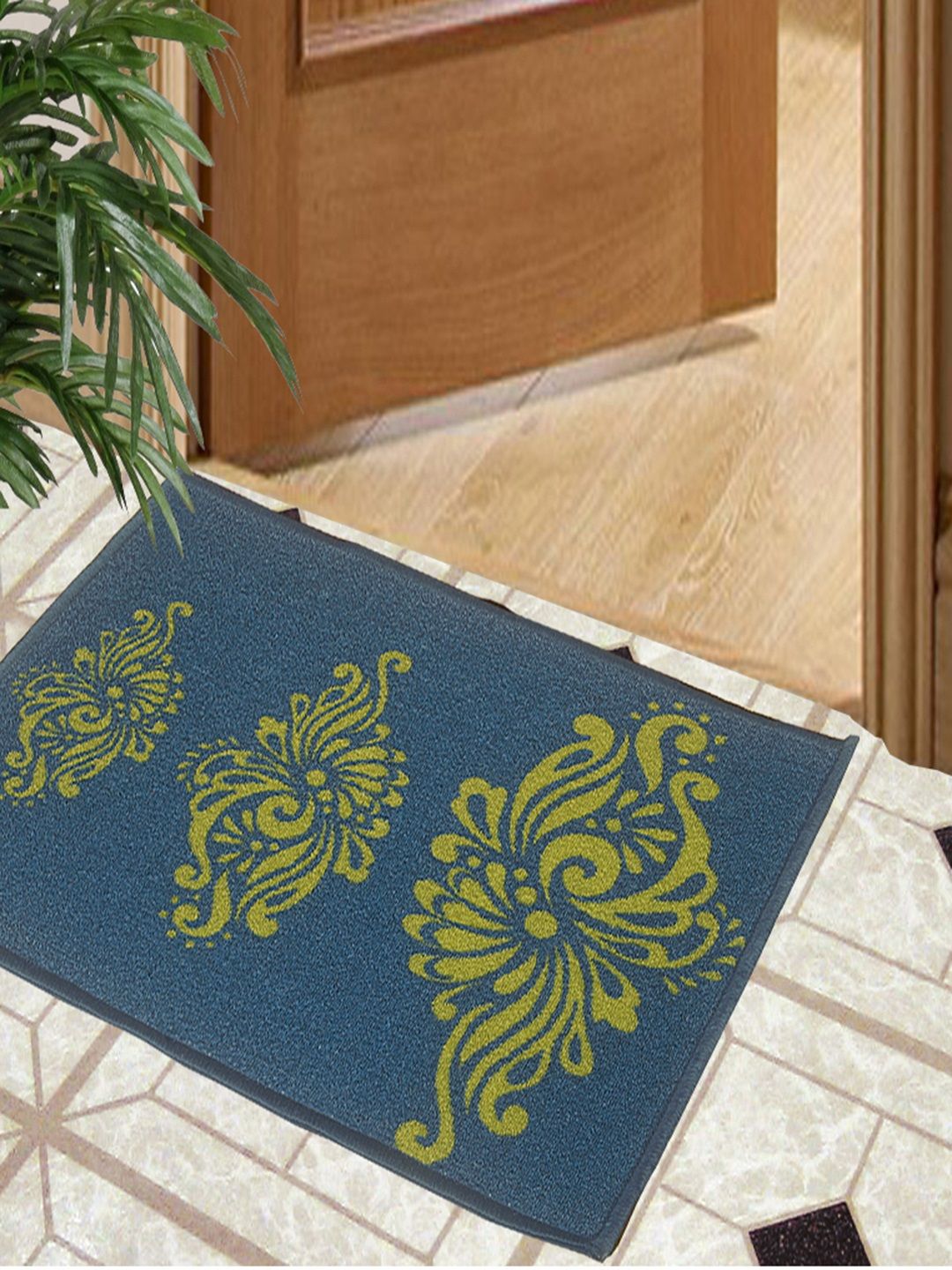 BIANCA Navy Splender Anti-skid Woven Design Doormat Price in India