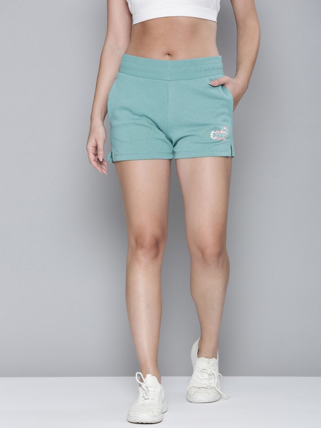 Puma Women Essential+ FLOWER POWER Embroidery Regular Fit Outdoor Sports Sustainable Shorts Price in India