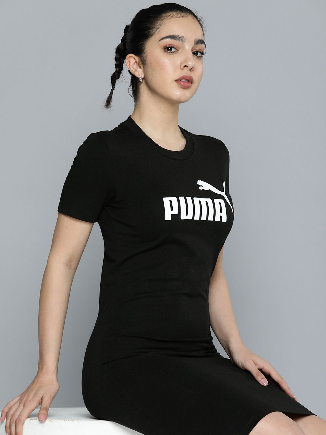 Puma Brand Logo Printed Essential Slim Fit T-shirt Dress Price in India
