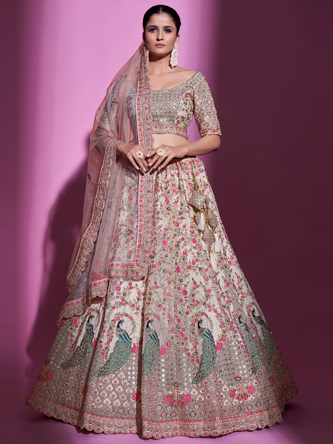 Fusionic Embellished Sequinned Semi-Stitched Lehenga & Unstitched Blouse With Dupatta Price in India