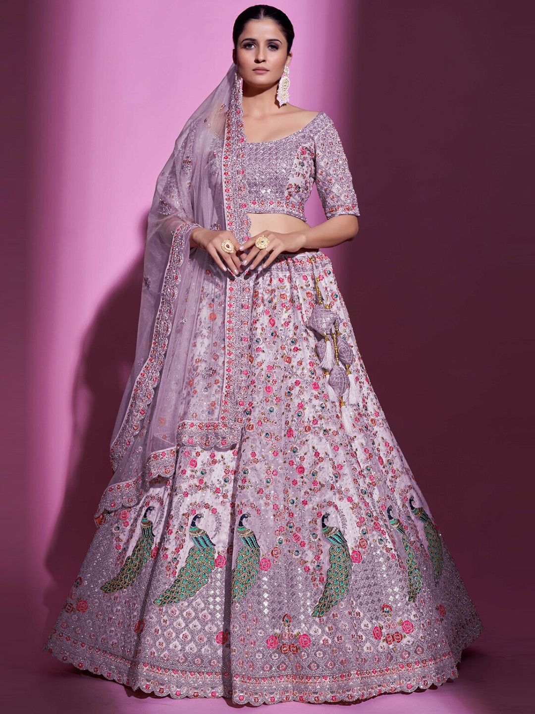 Fusionic Embellished Sequinned Semi-Stitched Lehenga & Unstitched Blouse With Dupatta Price in India