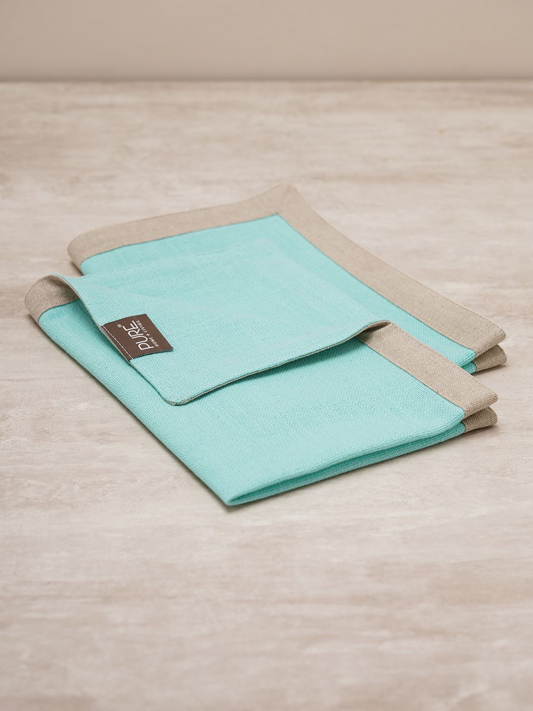 Pure Home and Living Pure Home and Living Blue & Brown Rectangular Pure Cotton Table Placemats