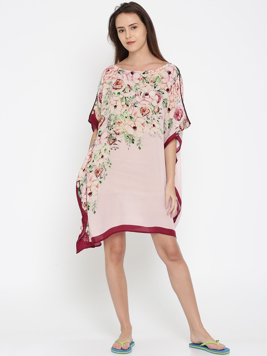 The Kaftan Company Pink Floral Print Kaftan Cover-Up Dress TP_VS_FLORADP01 Price in India