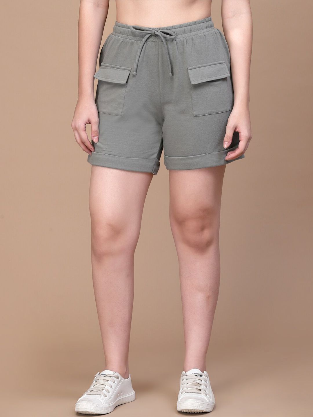 Strong And Brave Women Mid-Rise Cotton Sports Shorts Price in India