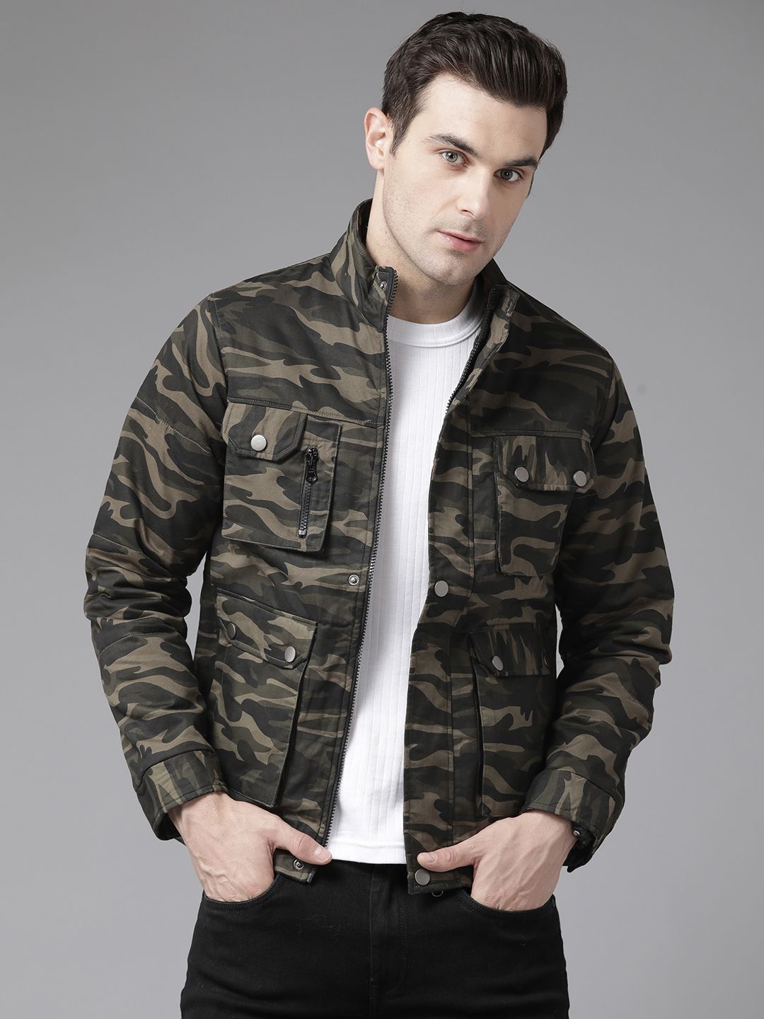 Buy The Roadster Lifestyle Co. Flap Pockets Detailed Camouflage