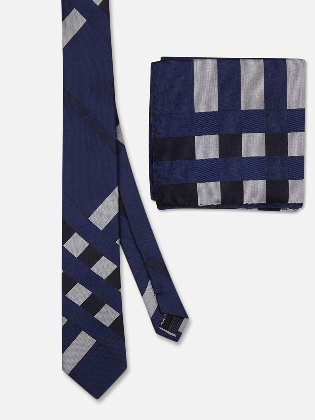 TOFFCRAFT Blue Slim Neck Tie With Pocket Square