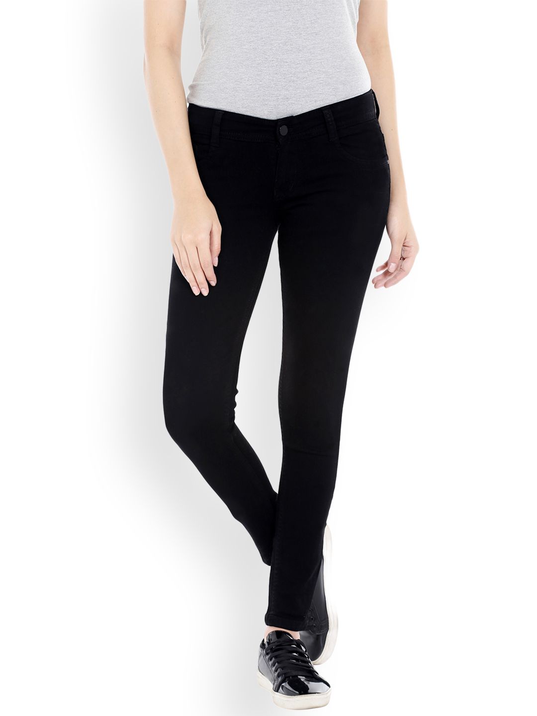 High Star Women Black Slim Fit Mid-Rise Clean Look Stretchable Jeans