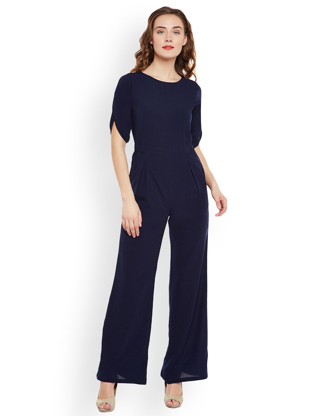 Martini Navy Blue Solid Basic Jumpsuit Price in India